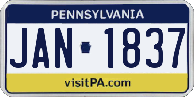 PA license plate JAN1837