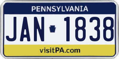 PA license plate JAN1838