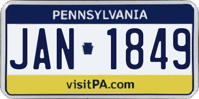 PA license plate JAN1849