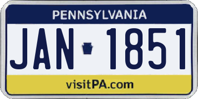 PA license plate JAN1851