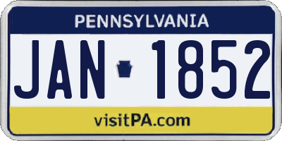 PA license plate JAN1852