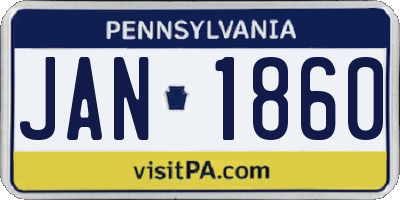 PA license plate JAN1860