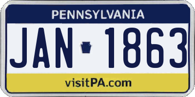 PA license plate JAN1863