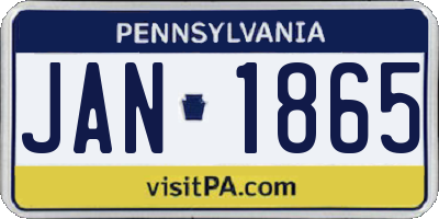 PA license plate JAN1865