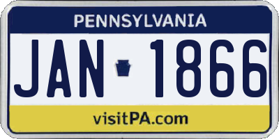 PA license plate JAN1866