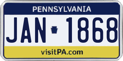 PA license plate JAN1868