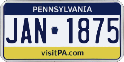 PA license plate JAN1875