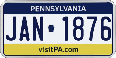 PA license plate JAN1876