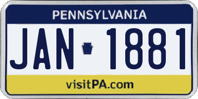 PA license plate JAN1881