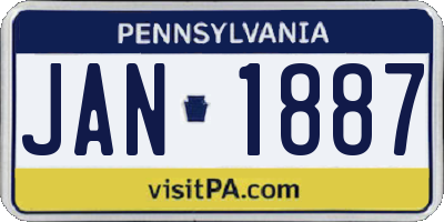 PA license plate JAN1887