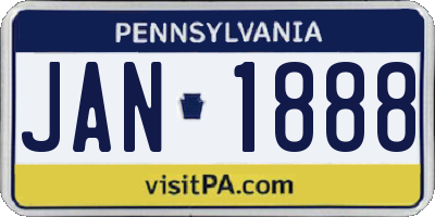 PA license plate JAN1888