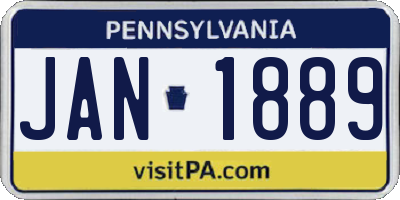 PA license plate JAN1889