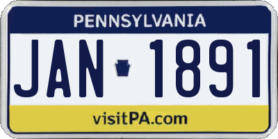 PA license plate JAN1891