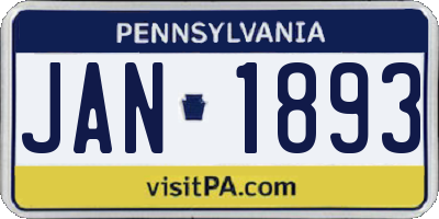 PA license plate JAN1893