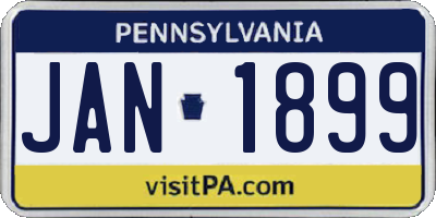 PA license plate JAN1899