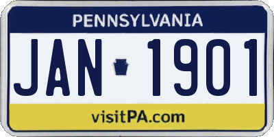 PA license plate JAN1901