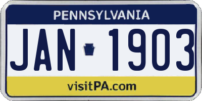 PA license plate JAN1903