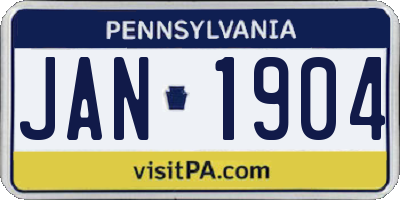 PA license plate JAN1904