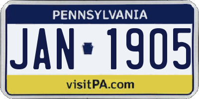 PA license plate JAN1905