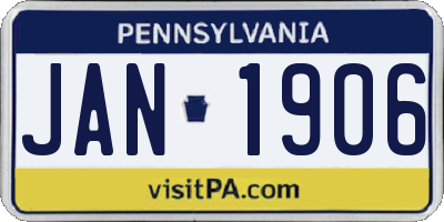 PA license plate JAN1906