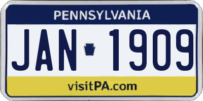 PA license plate JAN1909