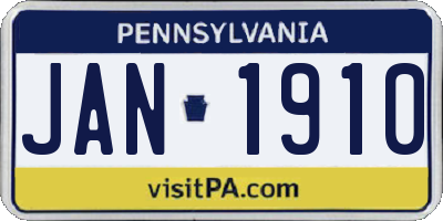 PA license plate JAN1910