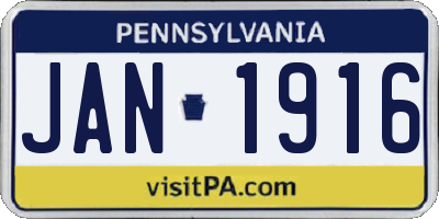 PA license plate JAN1916