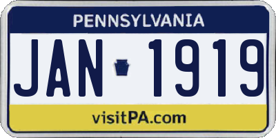 PA license plate JAN1919
