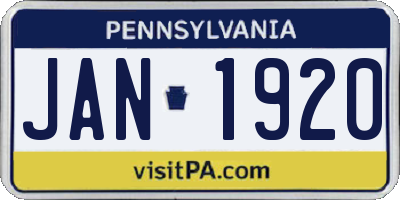 PA license plate JAN1920