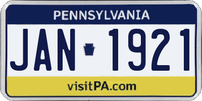 PA license plate JAN1921