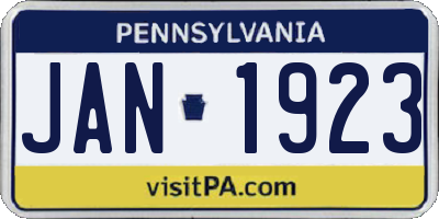 PA license plate JAN1923