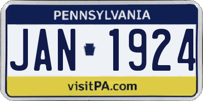 PA license plate JAN1924