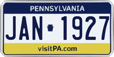 PA license plate JAN1927