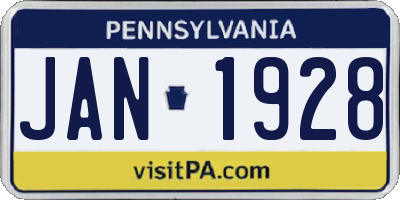 PA license plate JAN1928