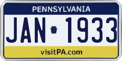 PA license plate JAN1933