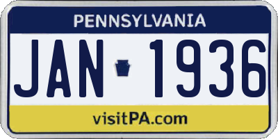 PA license plate JAN1936