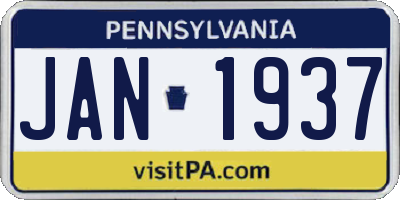 PA license plate JAN1937