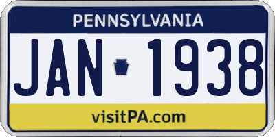 PA license plate JAN1938