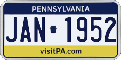 PA license plate JAN1952