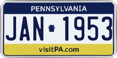 PA license plate JAN1953