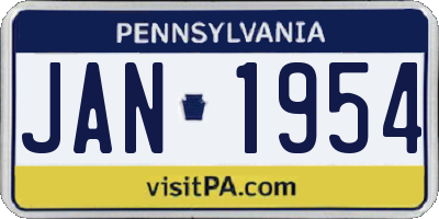 PA license plate JAN1954