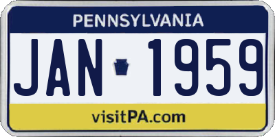 PA license plate JAN1959