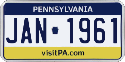 PA license plate JAN1961