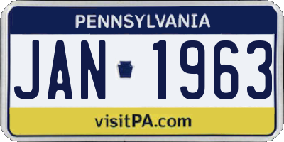 PA license plate JAN1963