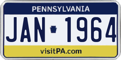 PA license plate JAN1964