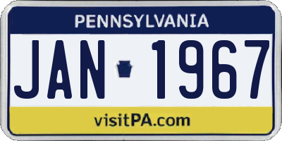 PA license plate JAN1967