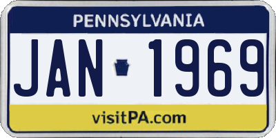 PA license plate JAN1969