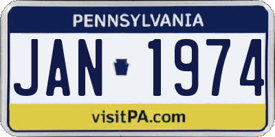 PA license plate JAN1974