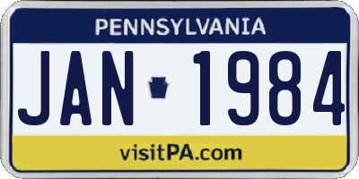 PA license plate JAN1984