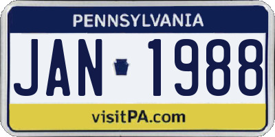 PA license plate JAN1988